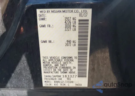 2017 Nissan Altima 2.5 S z USA, uszkodzony, nr VIN 1N4AL3AP0HC183327